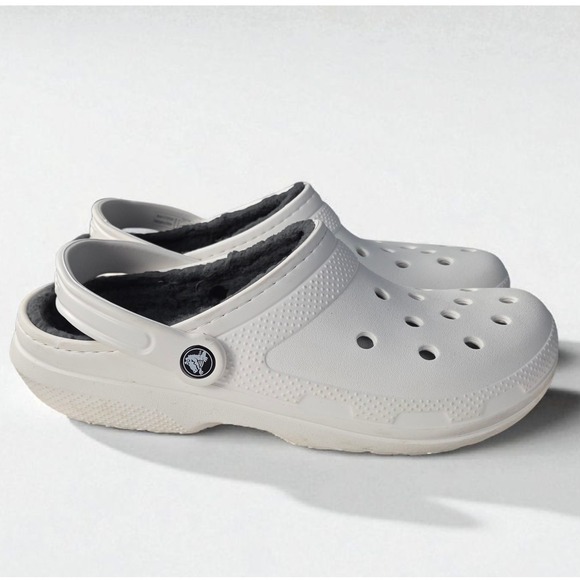 Crocs Classic Lined Clog, White, Men's 8 Fuzzy Warm Indoor/Outdoor Comfort Shoes - Picture 1 of 13